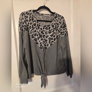 Absolutely Famous Gray and Black Animal Print Sweater